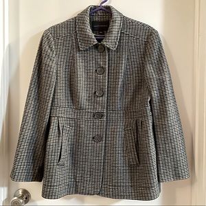 Banana Republic Wool Houndstooth Turquoise Coat